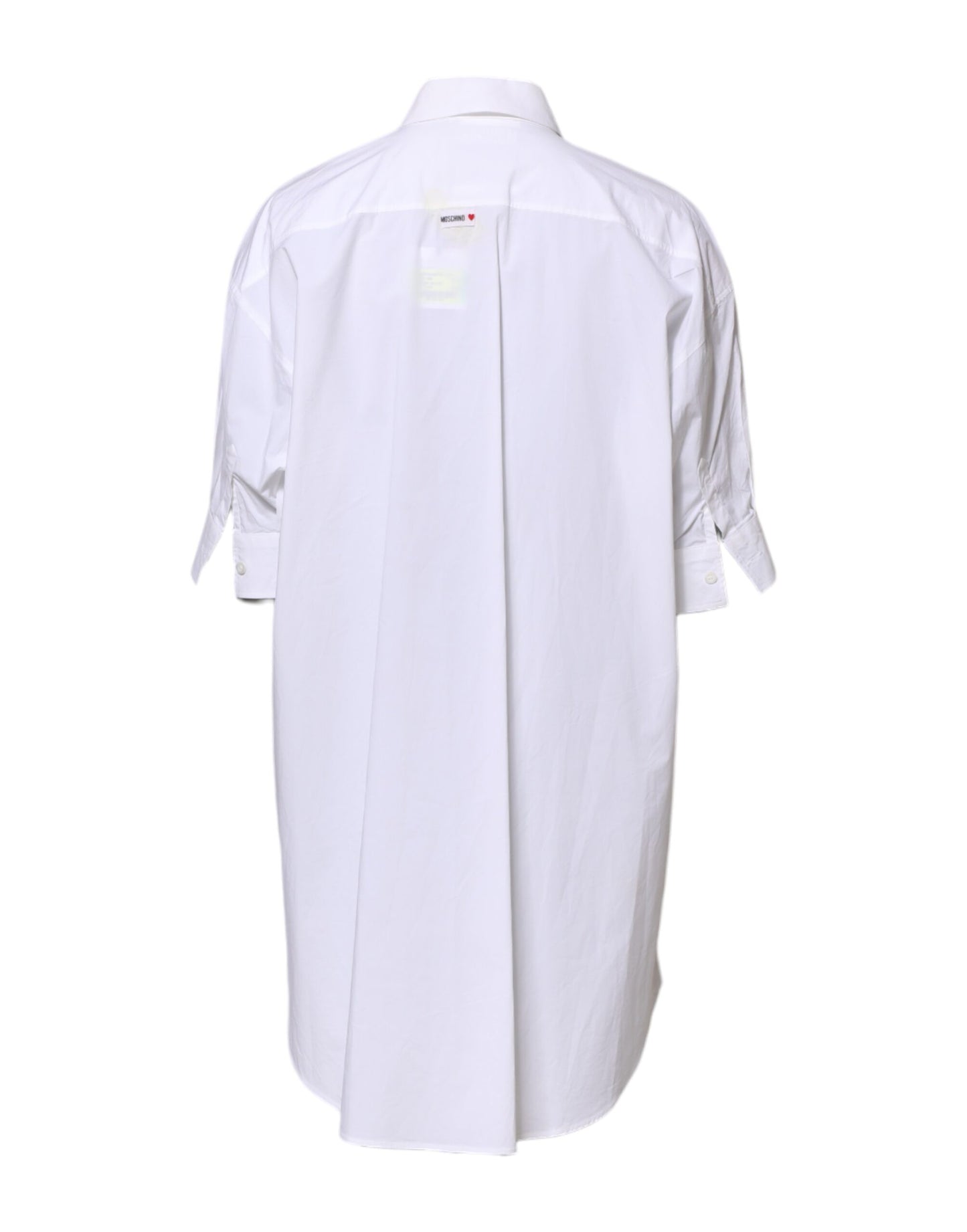 Moschino Couture White Printed Collared Button Mini Shirt Dress