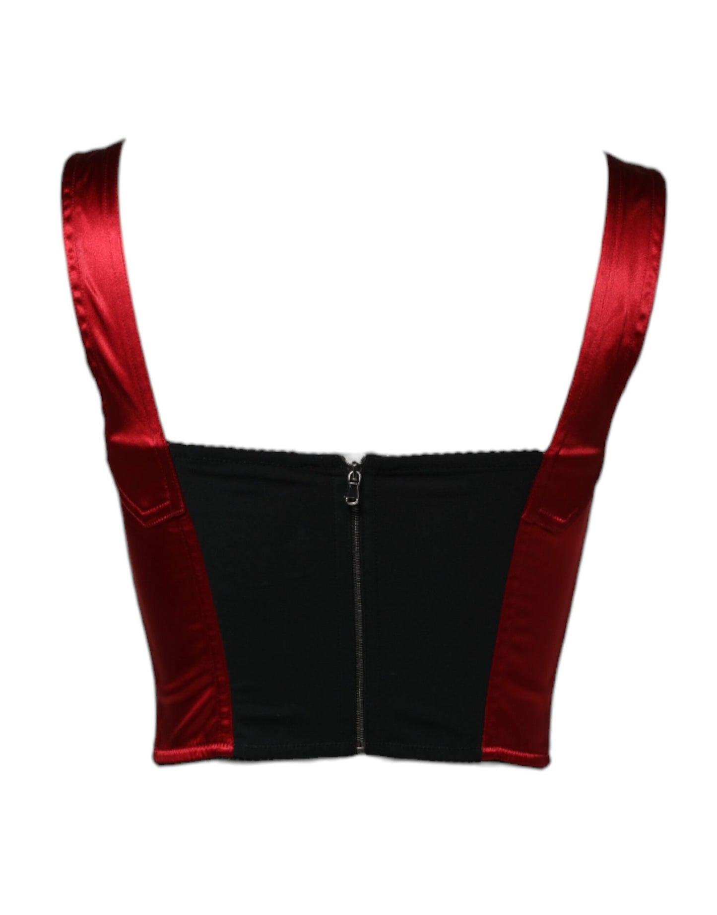Red Bustier Sleeveless Corset Cropped Top