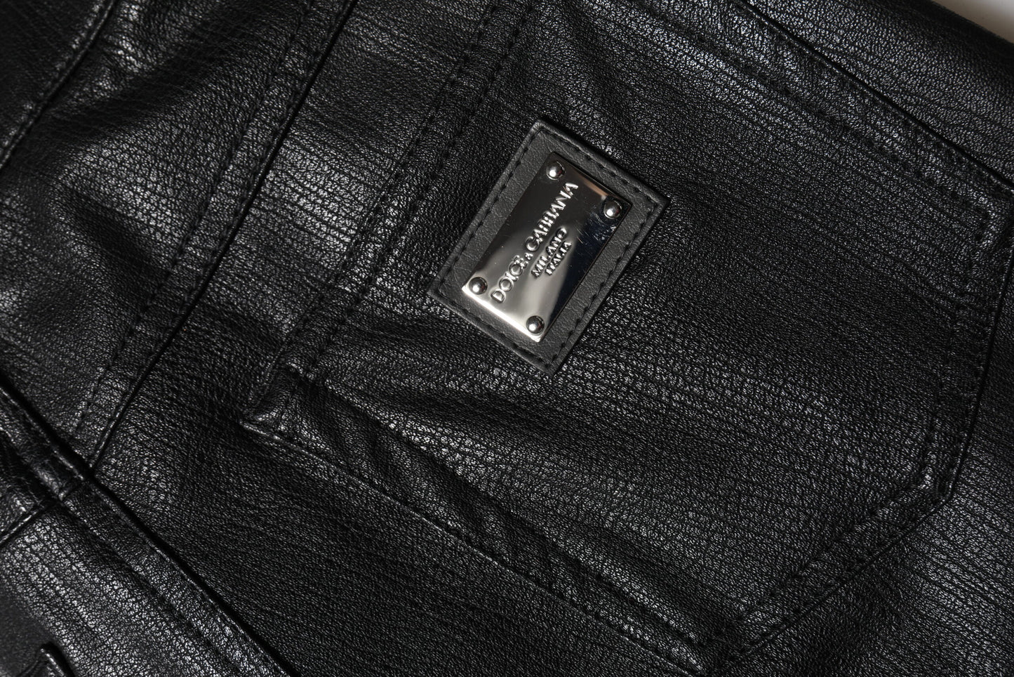 Black Leather High Waist Slim Fit Pants