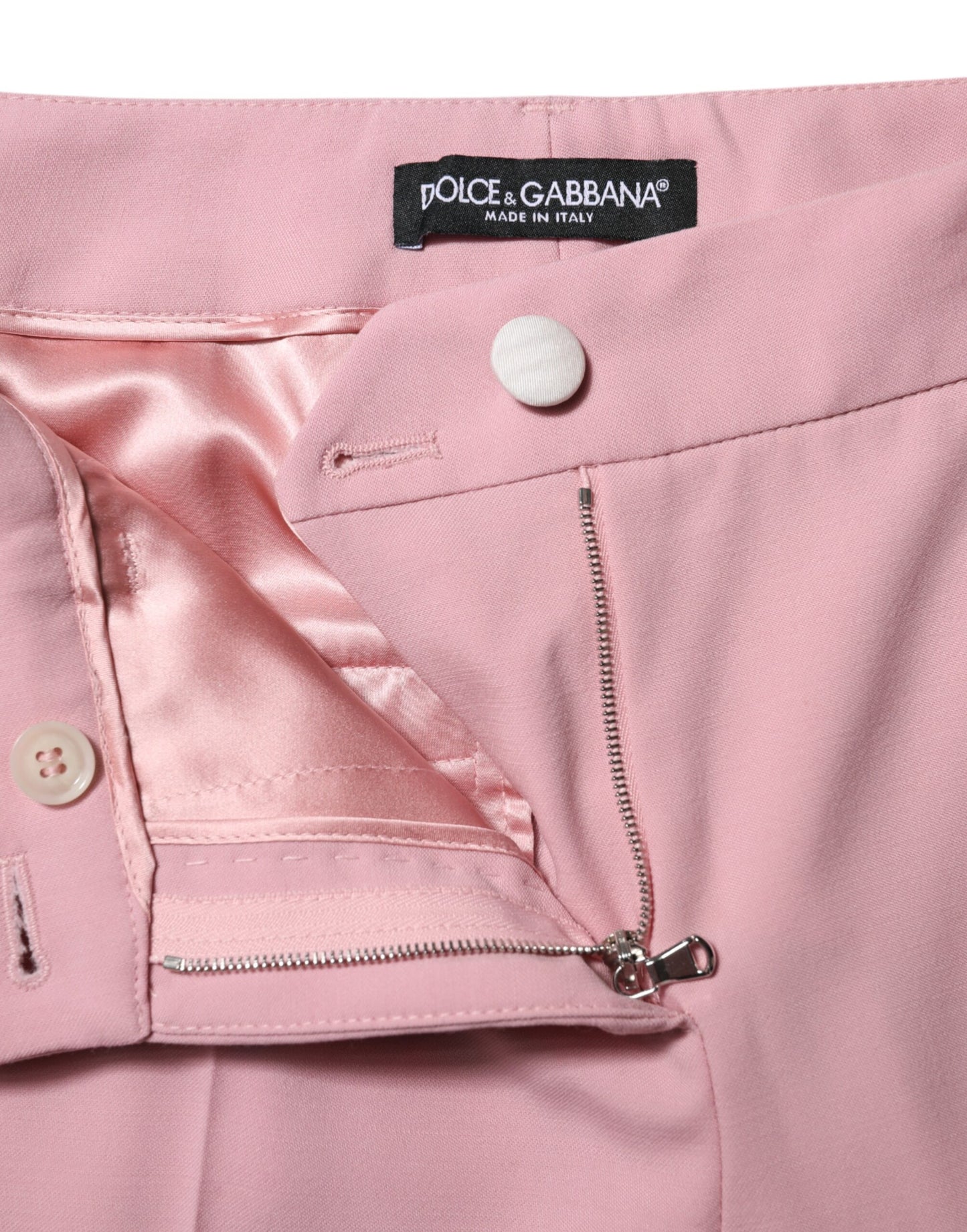 Dolce & Gabbana Pink Wool High Waist Tapered Pants