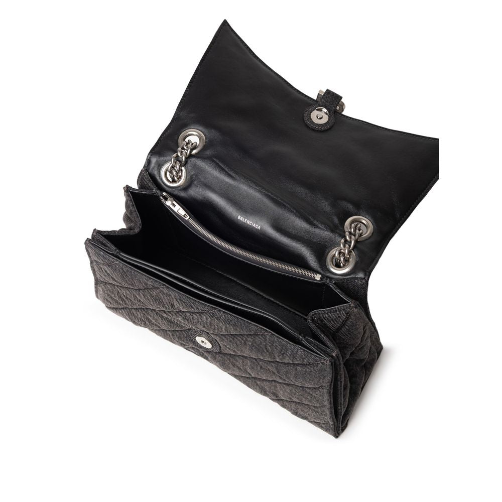 Black Fabric And Leather Shoulder Bag