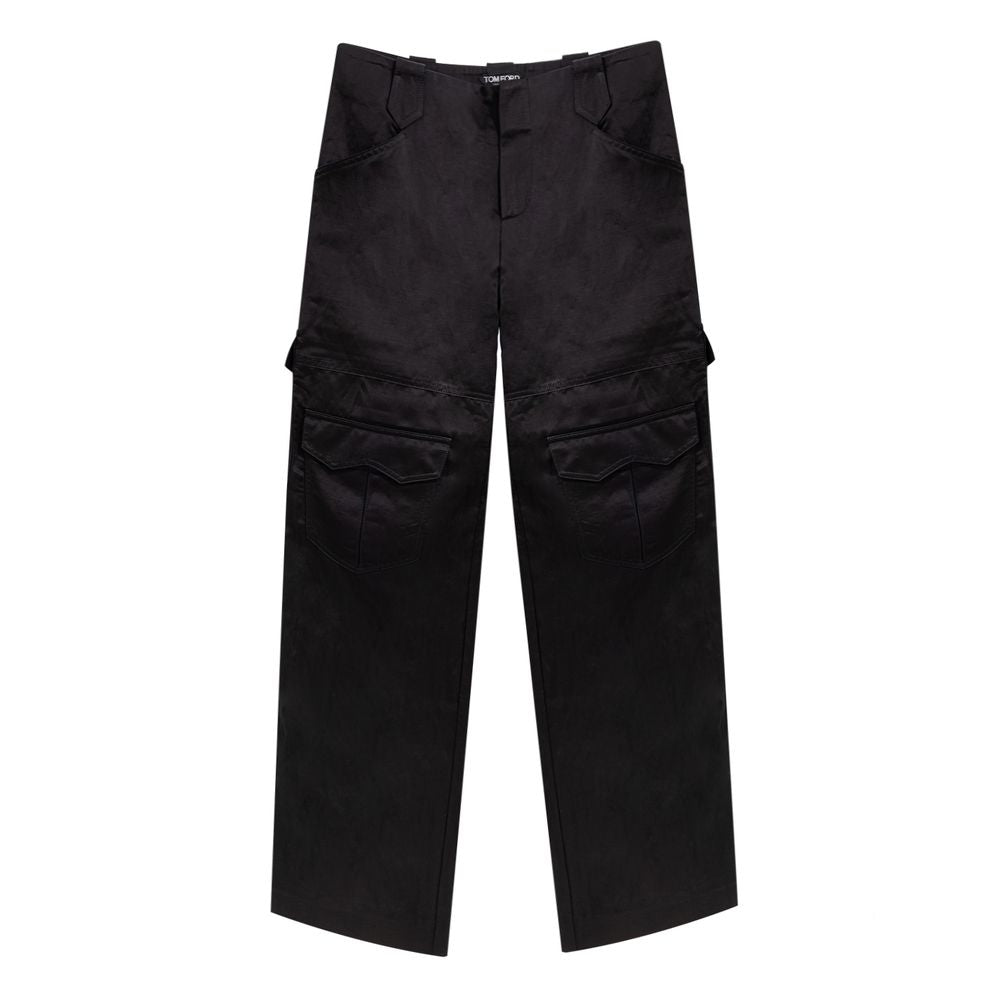Black Viscose Cargo Pant