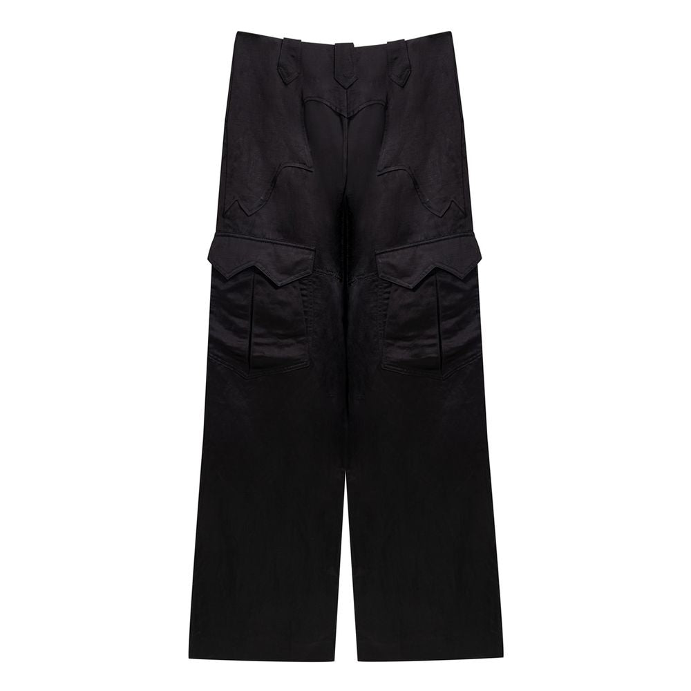 Black Viscose Cargo Pant
