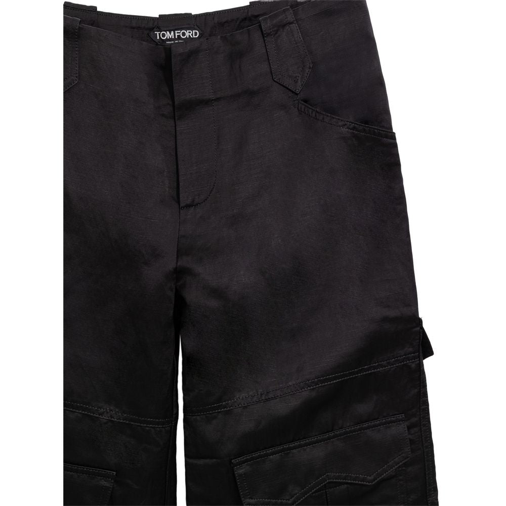 Black Viscose Cargo Pant