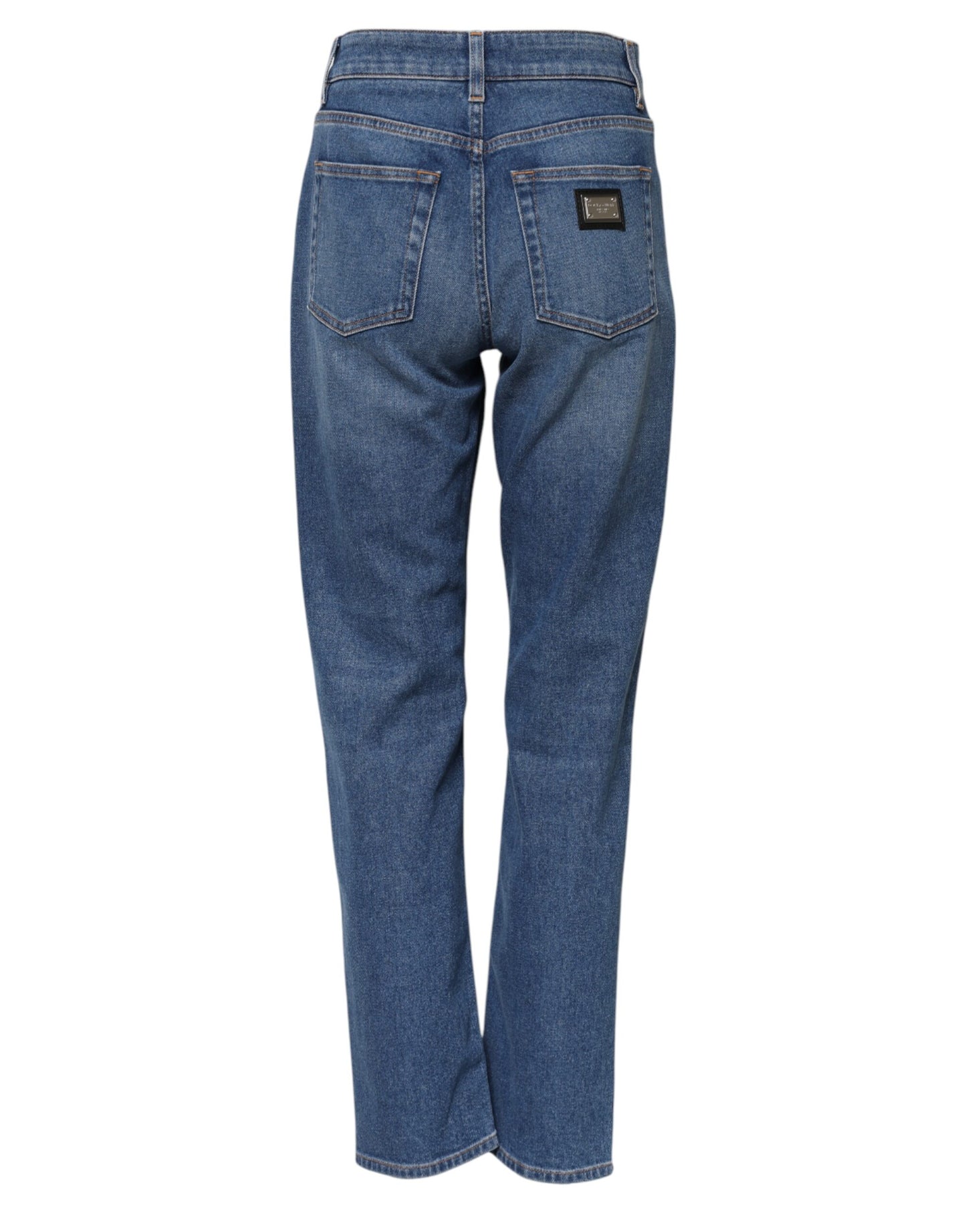 Dolce & Gabbana Blue Cotton High Waist Tapered Denim Jeans
