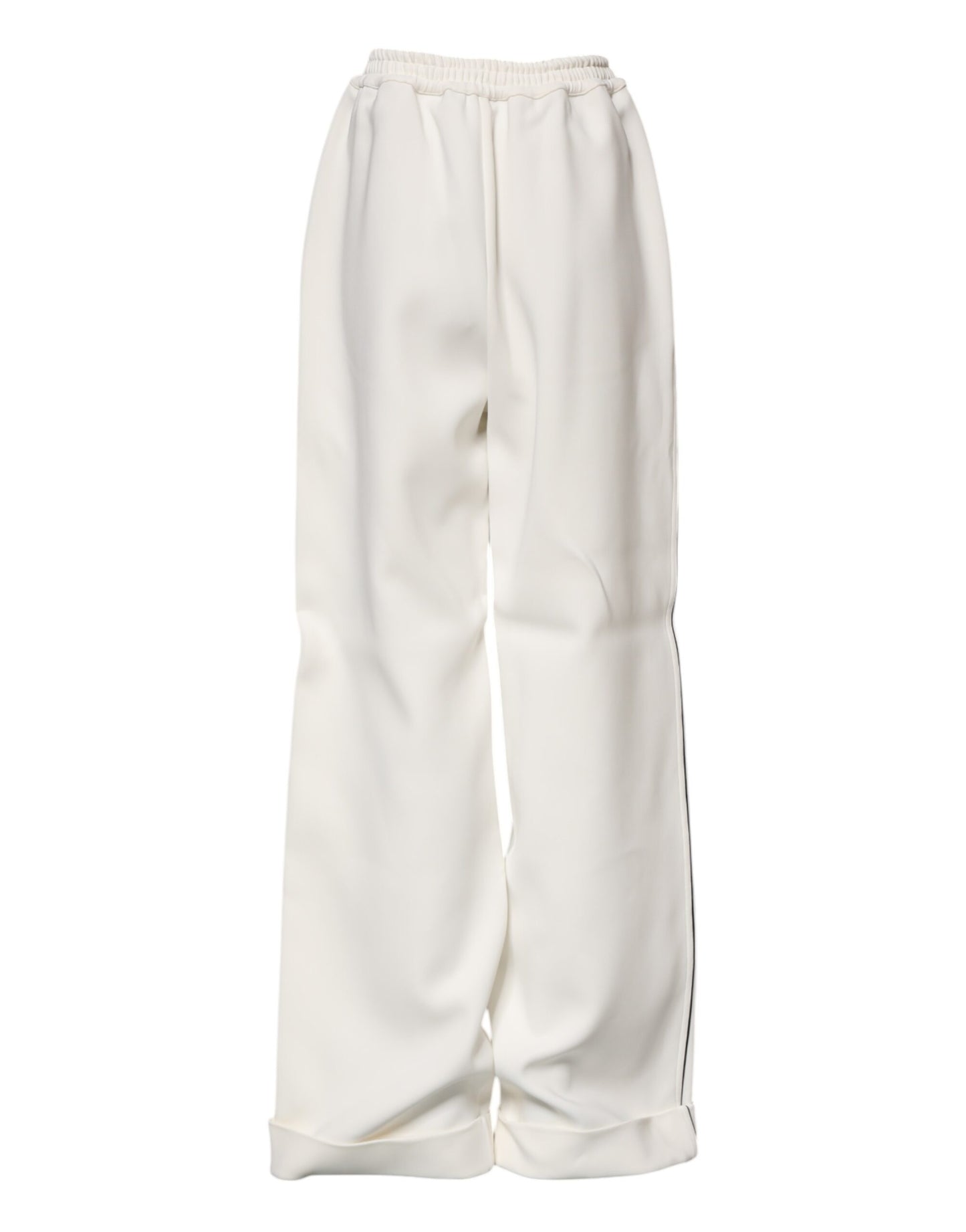 White Viscose Wide Leg Pull On Pants