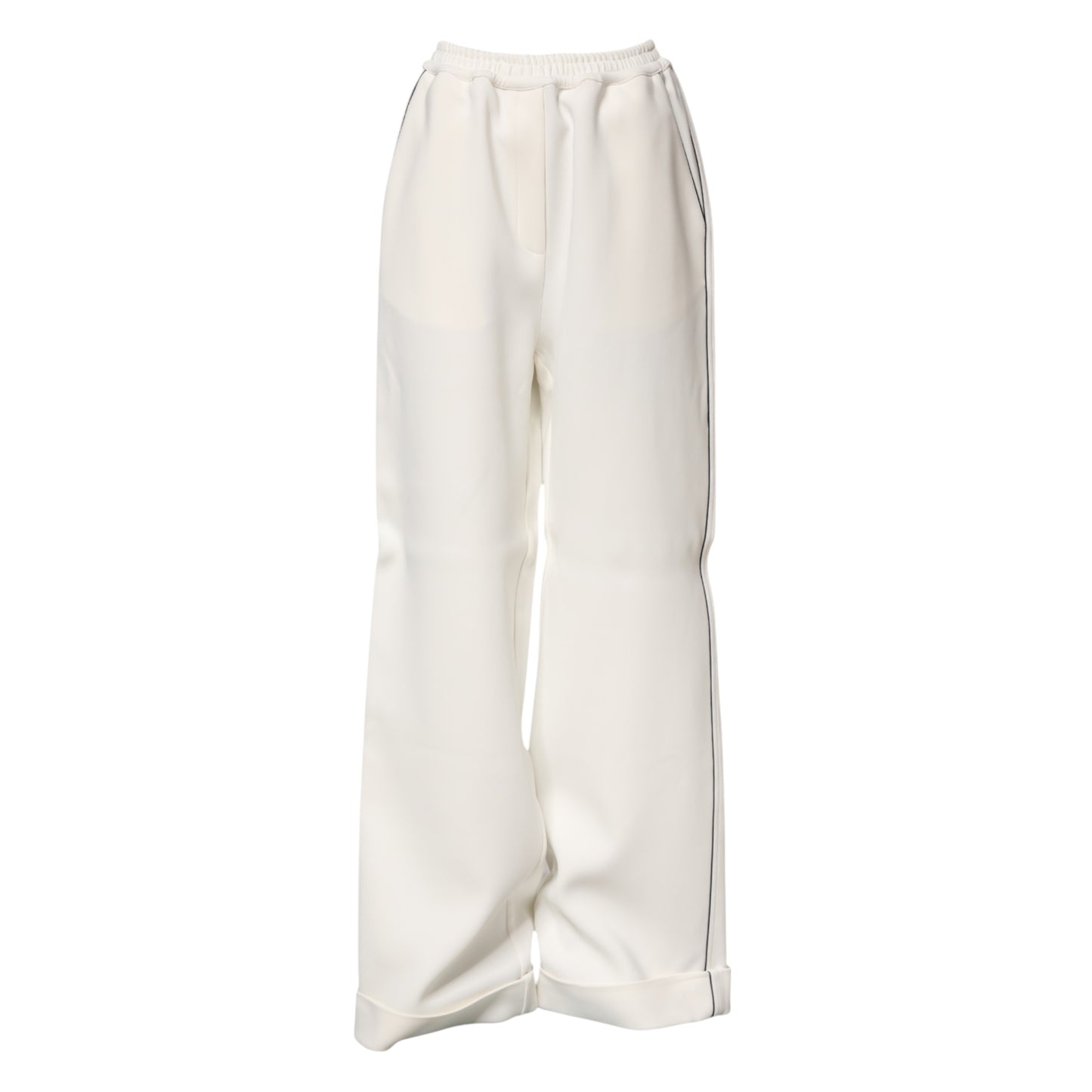 White Viscose Wide Leg Pull On Pants