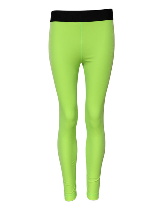 Dolce & Gabbana Green Nylon Slim Fit Leggings Pants