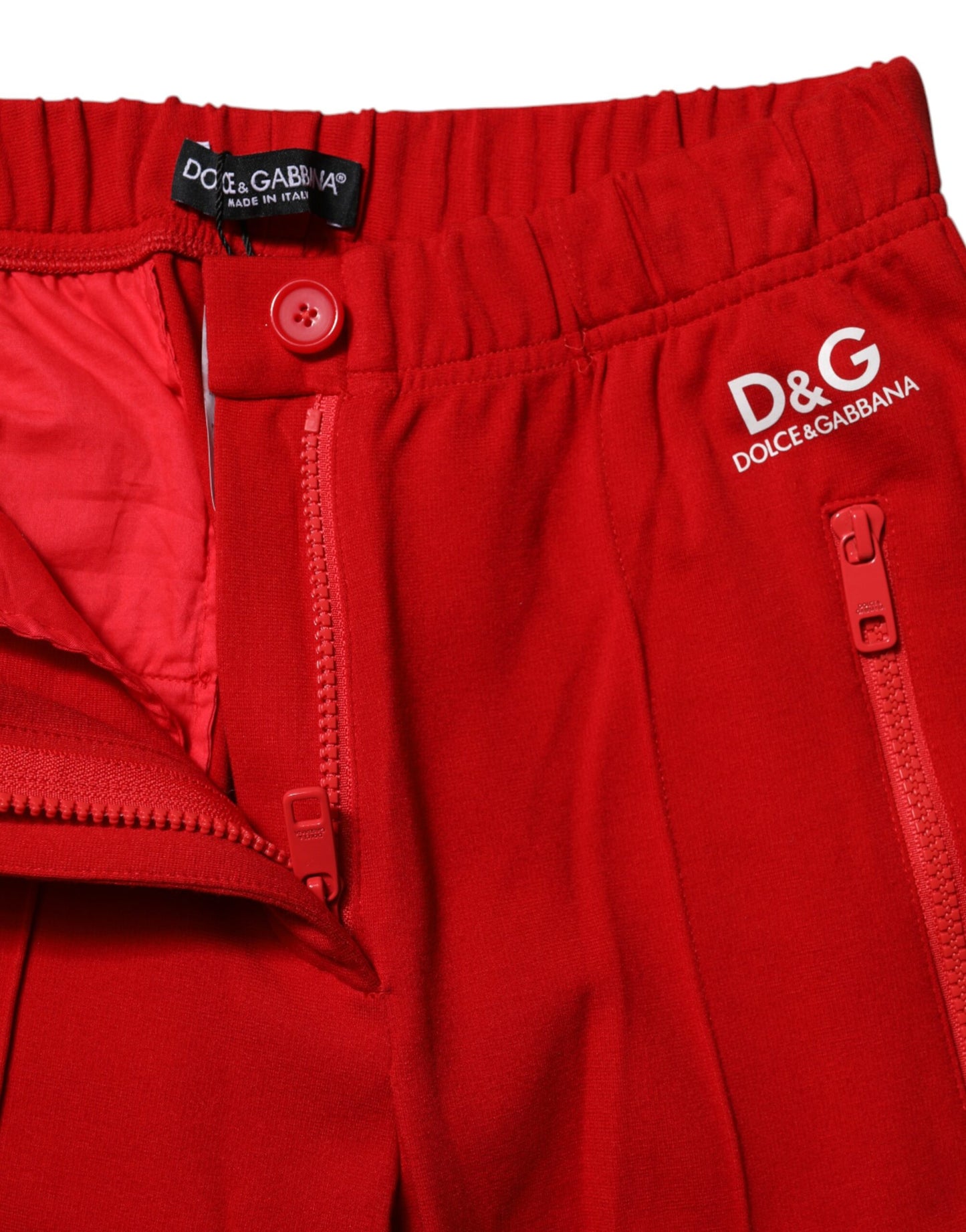 Red Mid Waist Slim Fit Pants