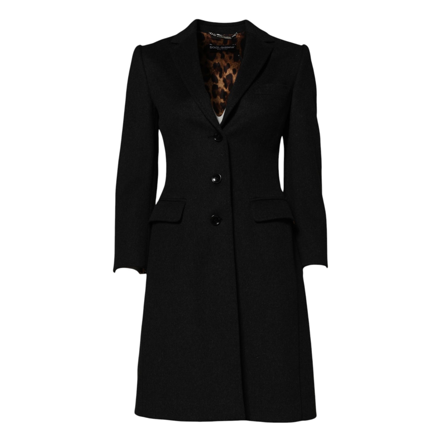 Black Wool Long Sleeves Trench Coat Jacket