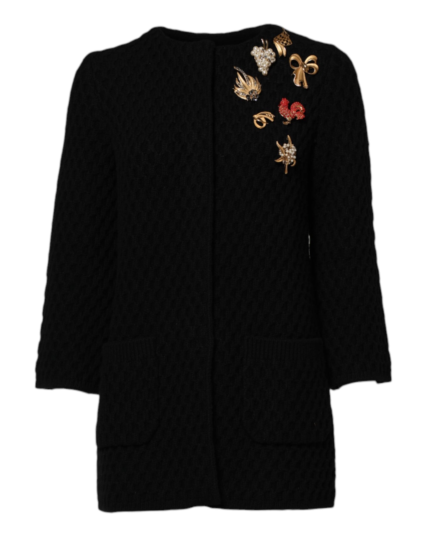 Dolce & Gabbana Black Cashmere Quilted Embellished Jacket