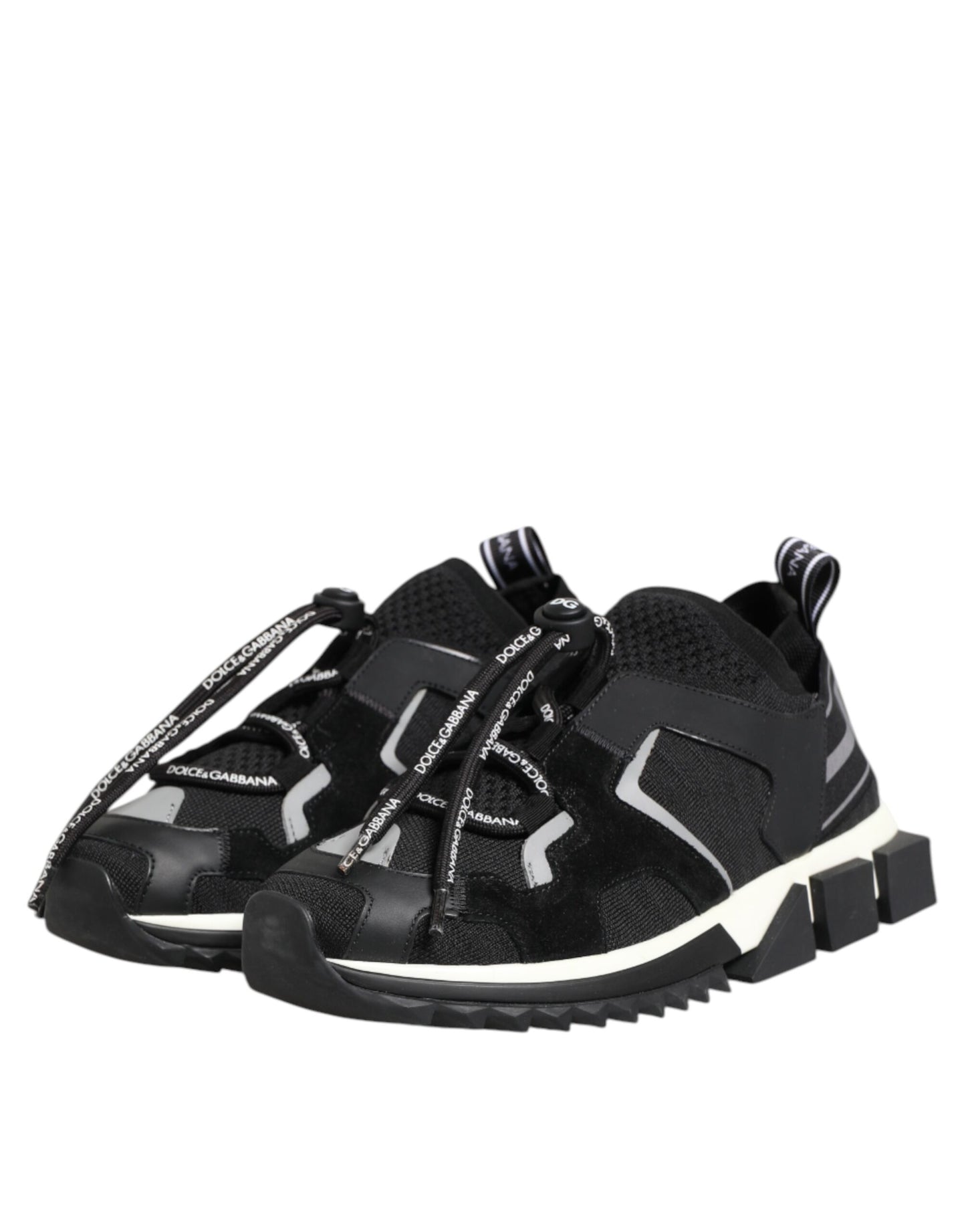 Dolce & Gabbana Black White Logo Sorrento Sneakers Shoes