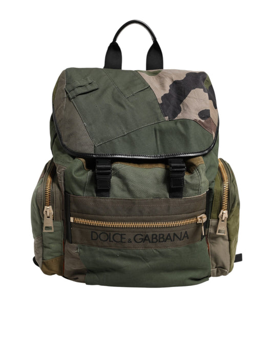 Dolce & Gabbana Military Green Patchwork Rucksack Backpack Bag