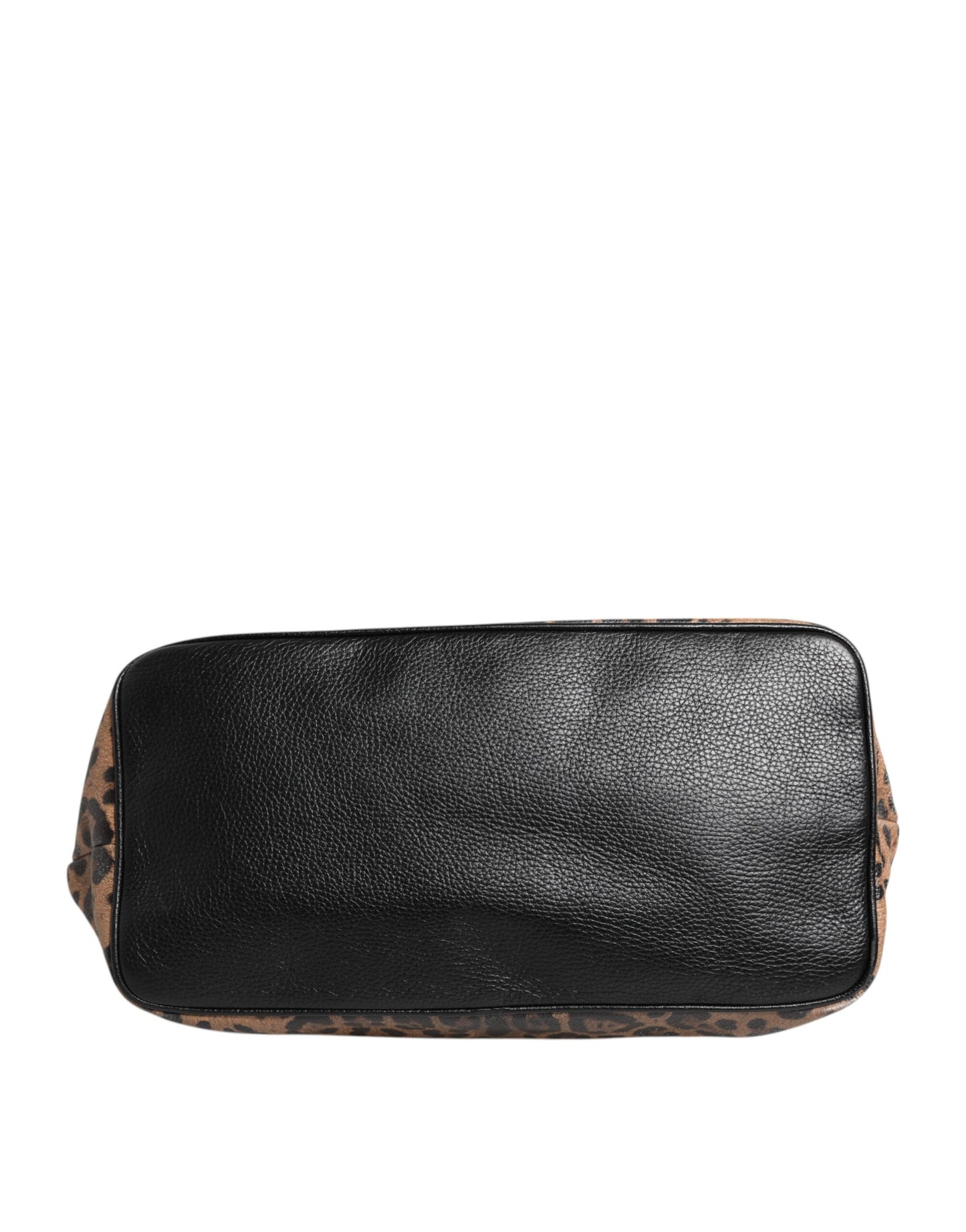 Dolce & Gabbana Brown Leopard BEATRICE Leather Logo Plaque Tote Bag