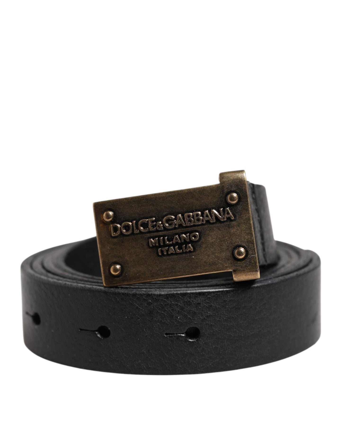 Black Classic Leather Gold Metal Buckle Belt