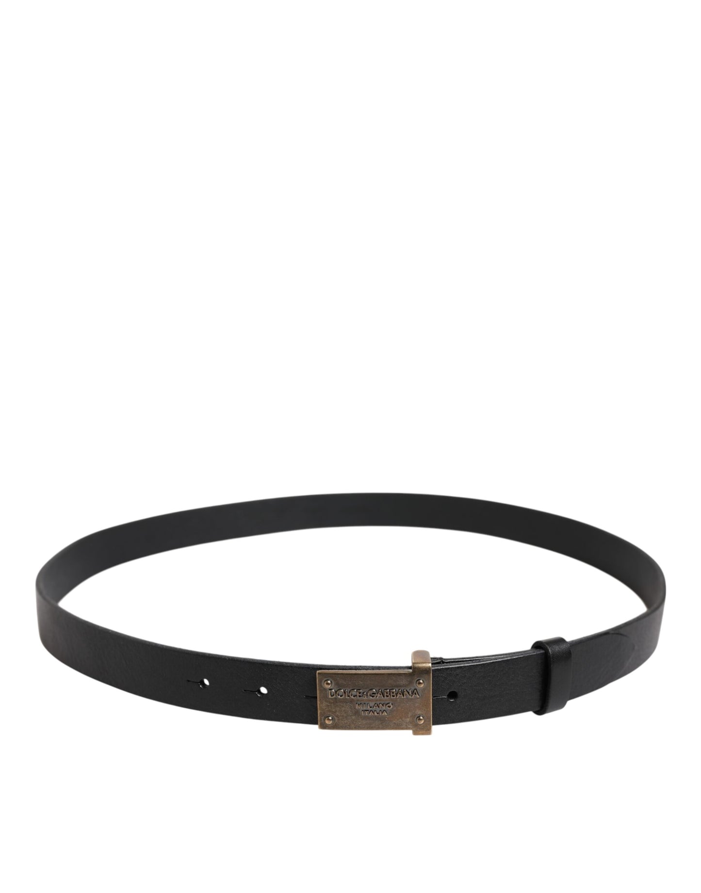 Black Classic Leather Gold Metal Buckle Belt