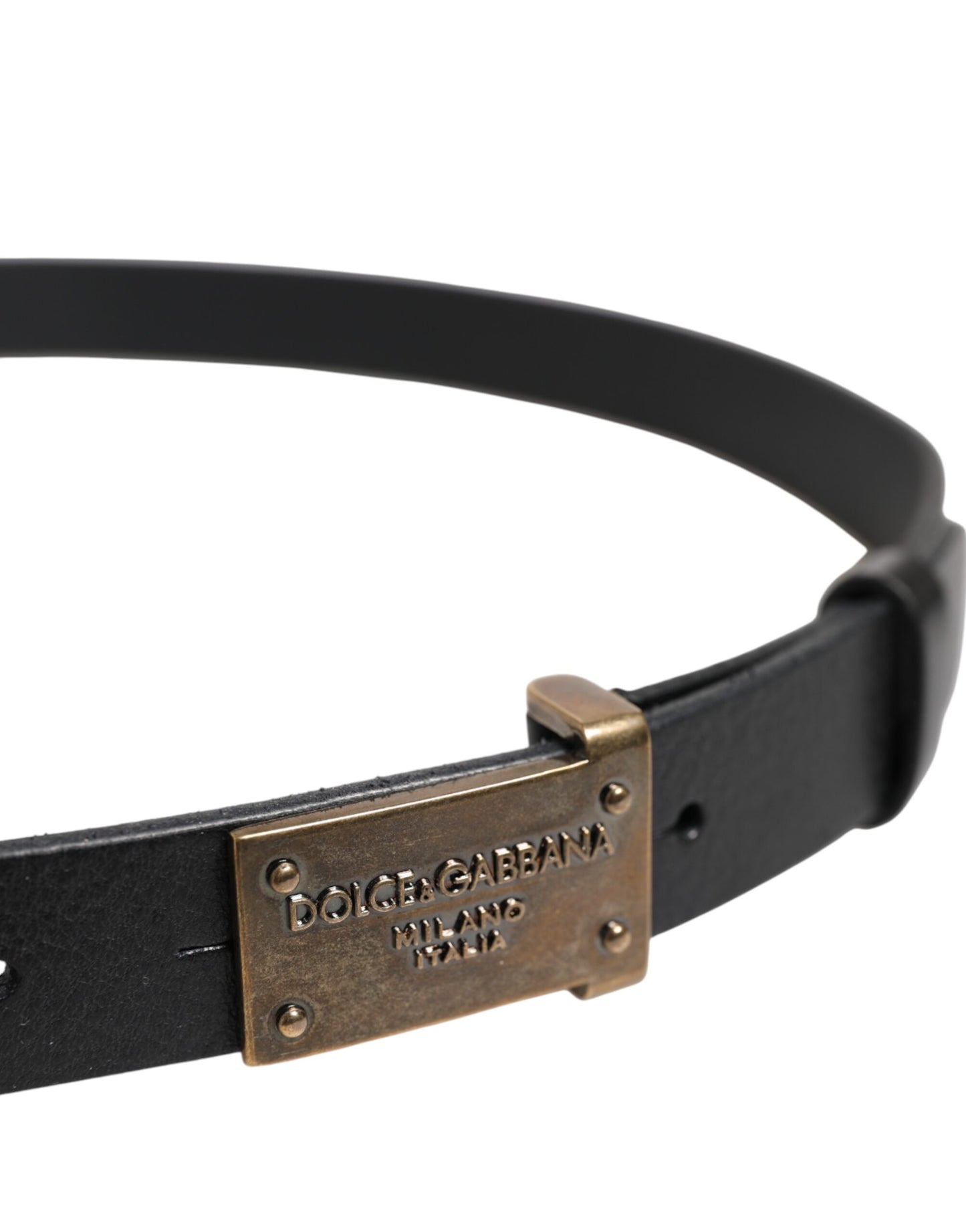 Black Classic Leather Gold Metal Buckle Belt