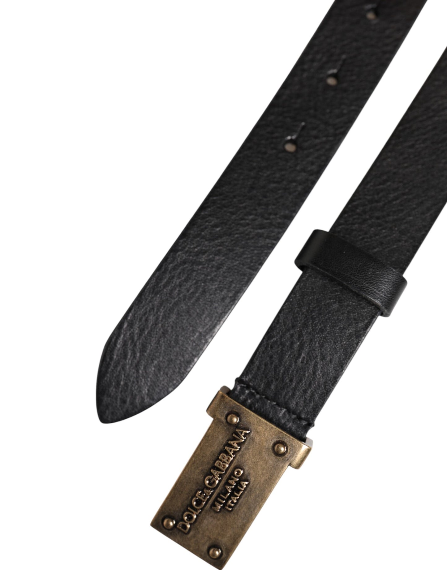 Black Classic Leather Gold Metal Buckle Belt
