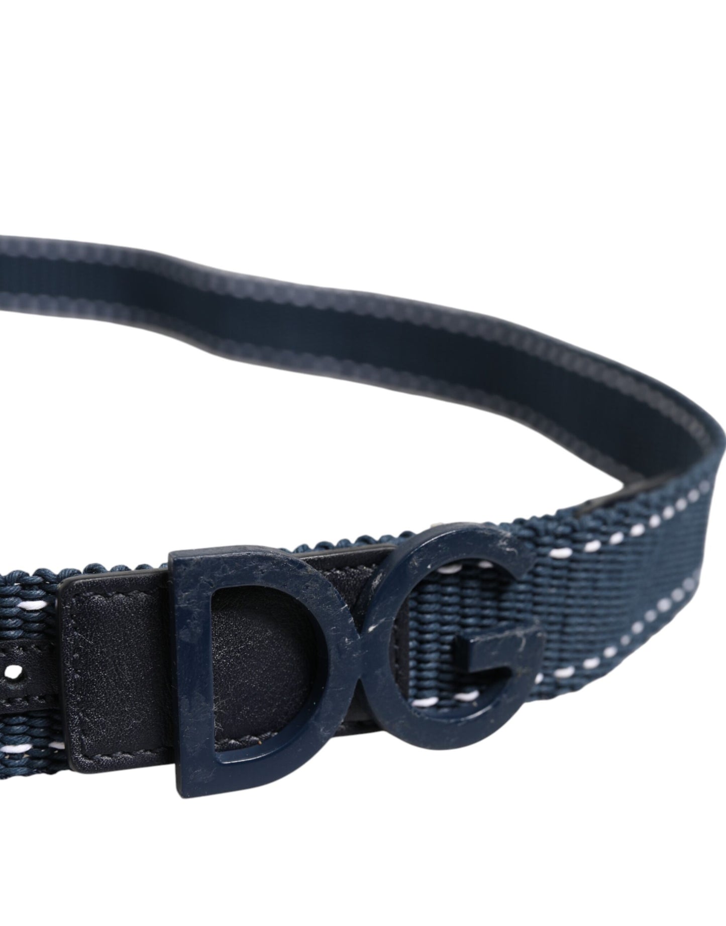 Blue White Cotton DG Logo Metal Buckle Belt