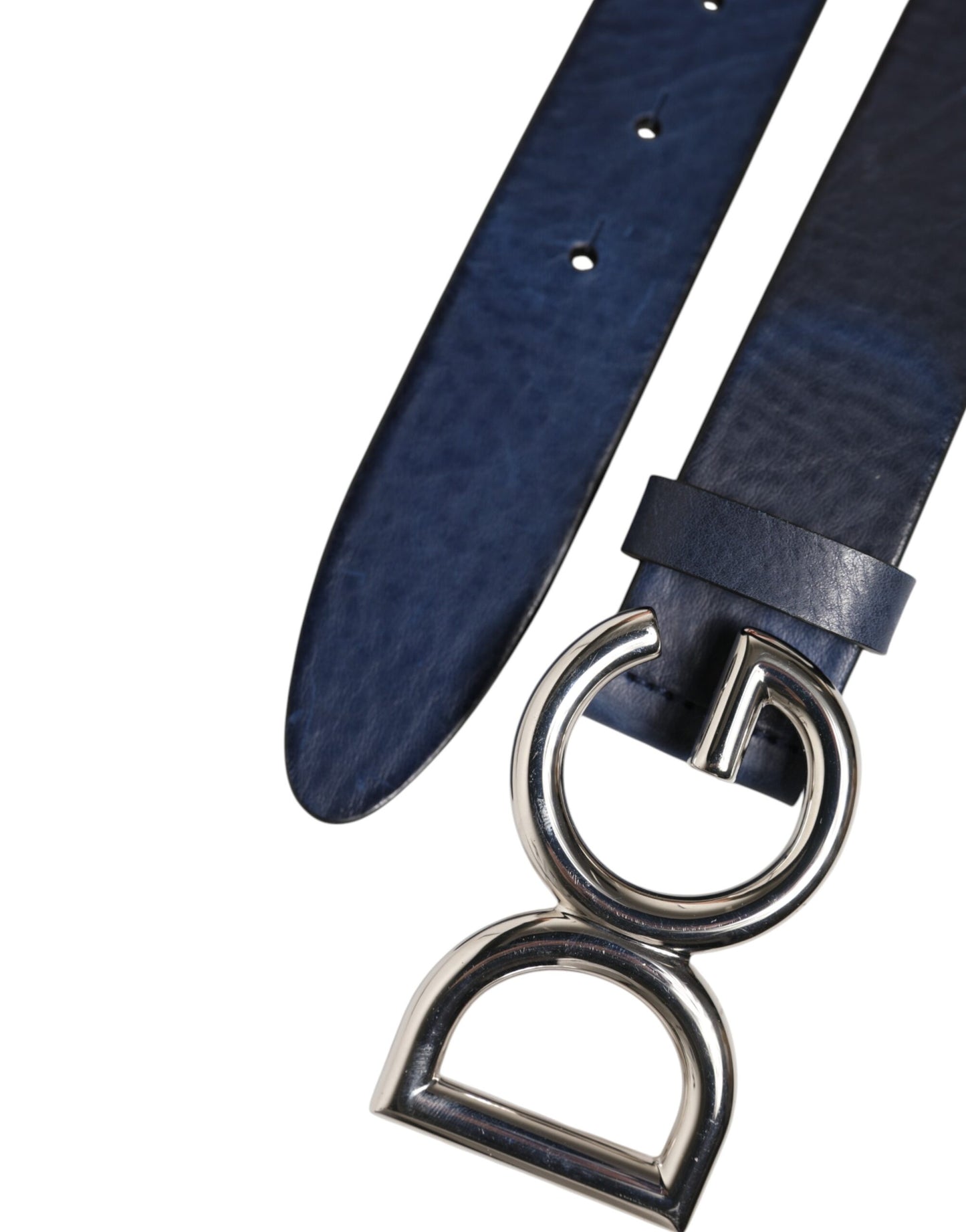Blue Classic Silver Metal DG Logo Buckle Belt
