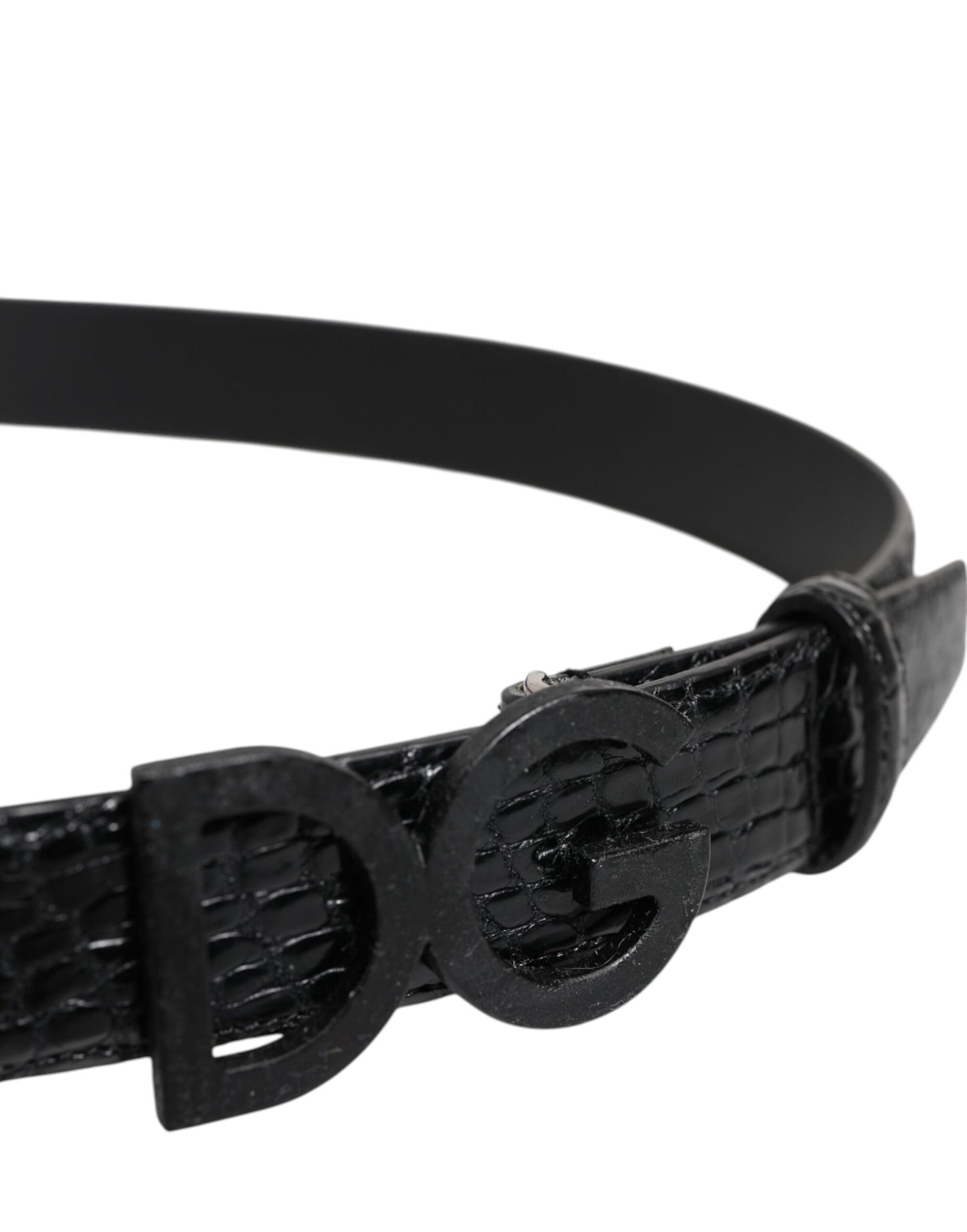 Dolce & Gabbana Black Leather Classic Metal DG Buckle Belt