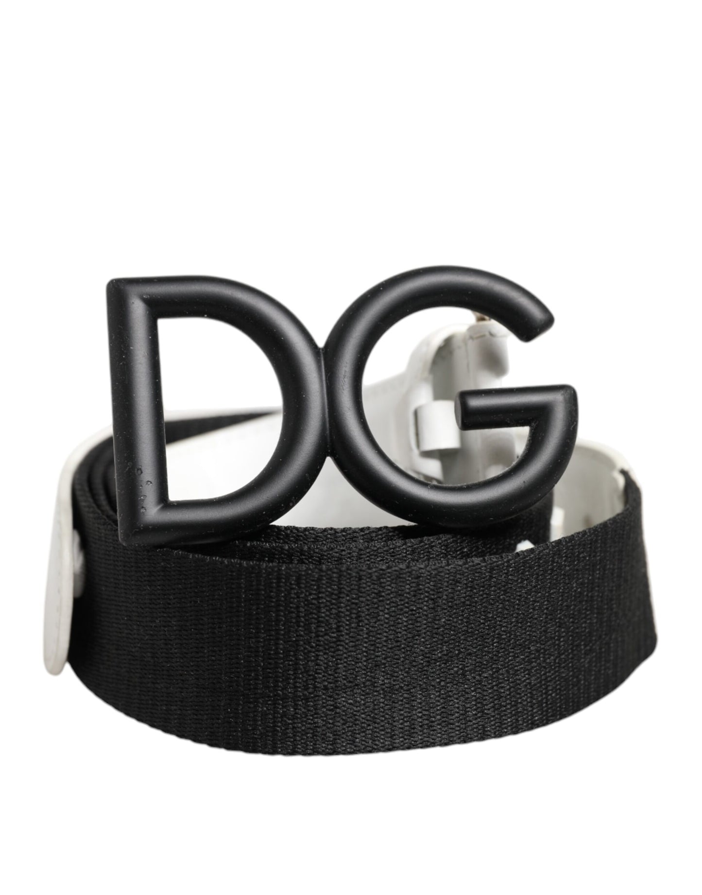 Black White Metal DG Logo Buckle Belt