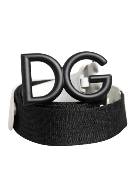 Black White Metal DG Logo Buckle Belt