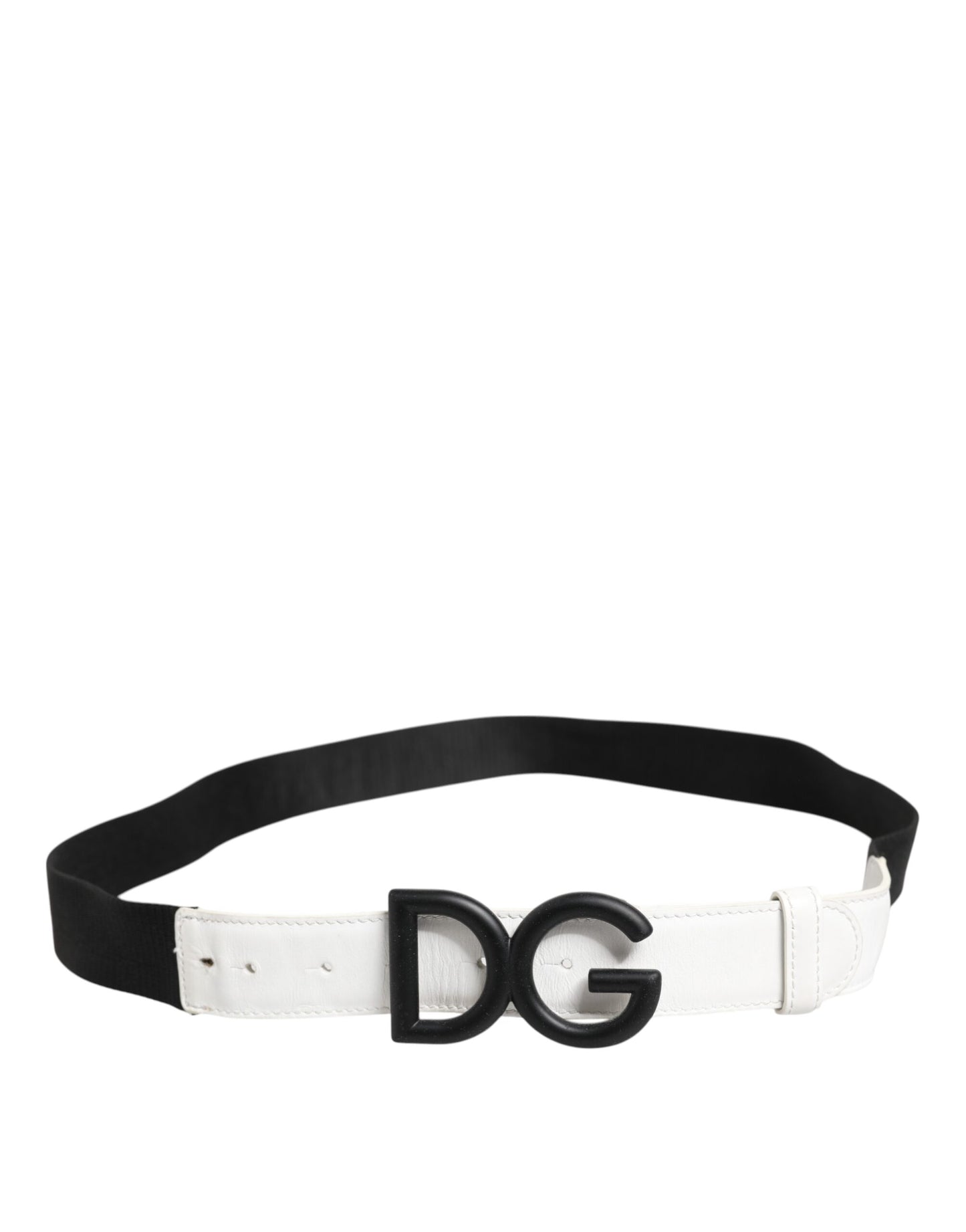 Black White Metal DG Logo Buckle Belt
