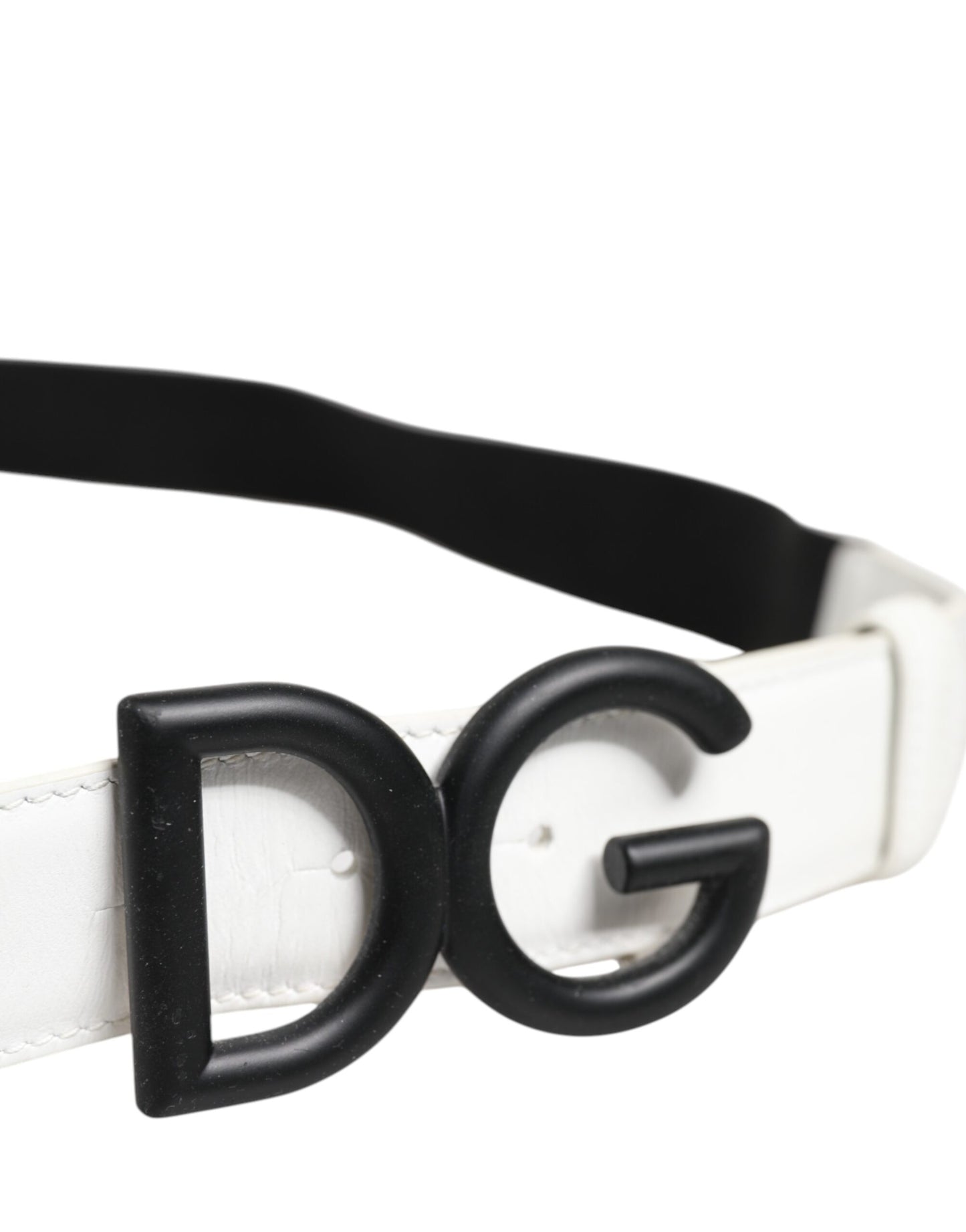 Black White Metal DG Logo Buckle Belt