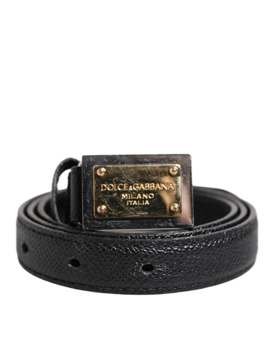 Black Leather Square Metal Buckle Cintura Belt