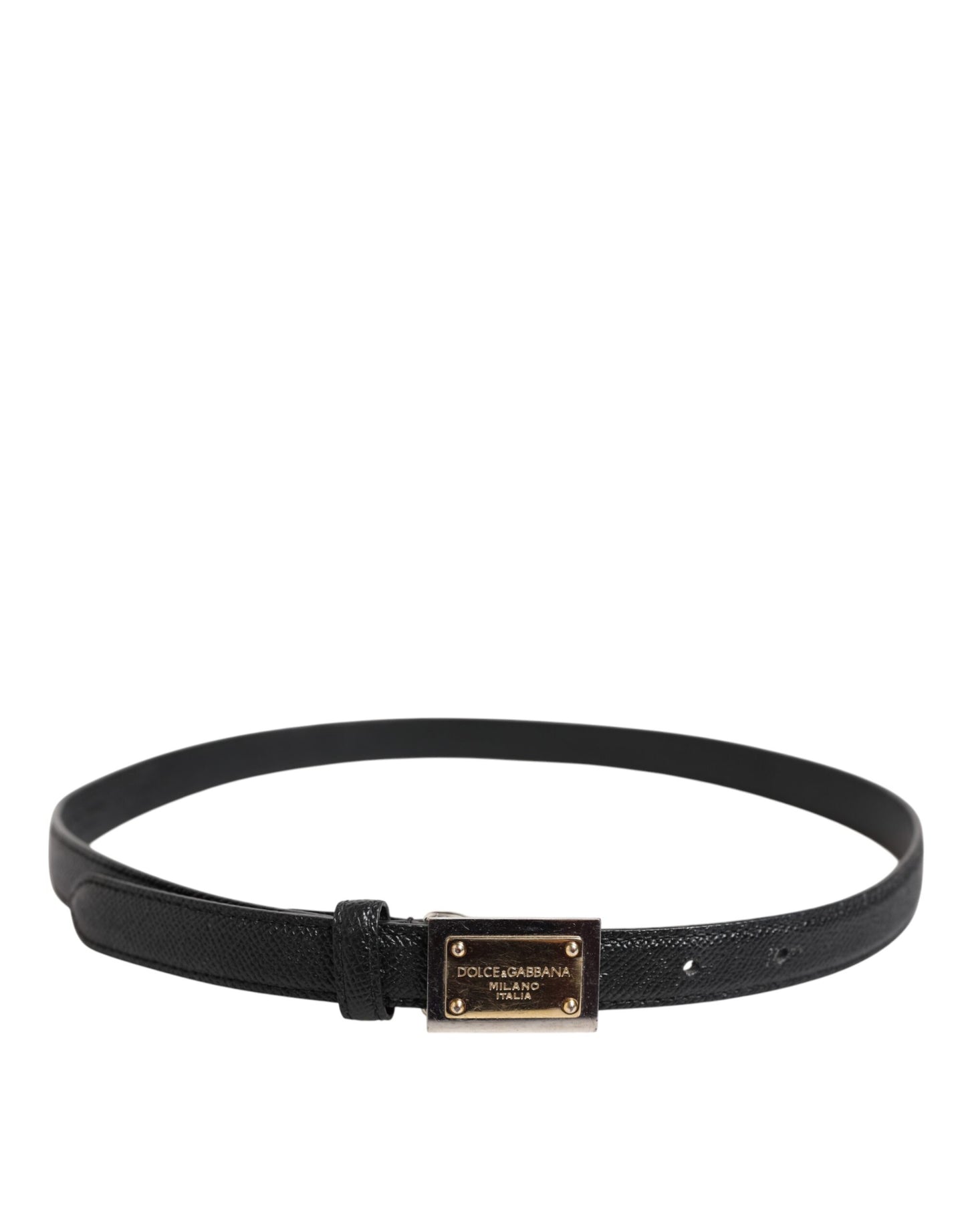 Black Leather Square Metal Buckle Cintura Belt