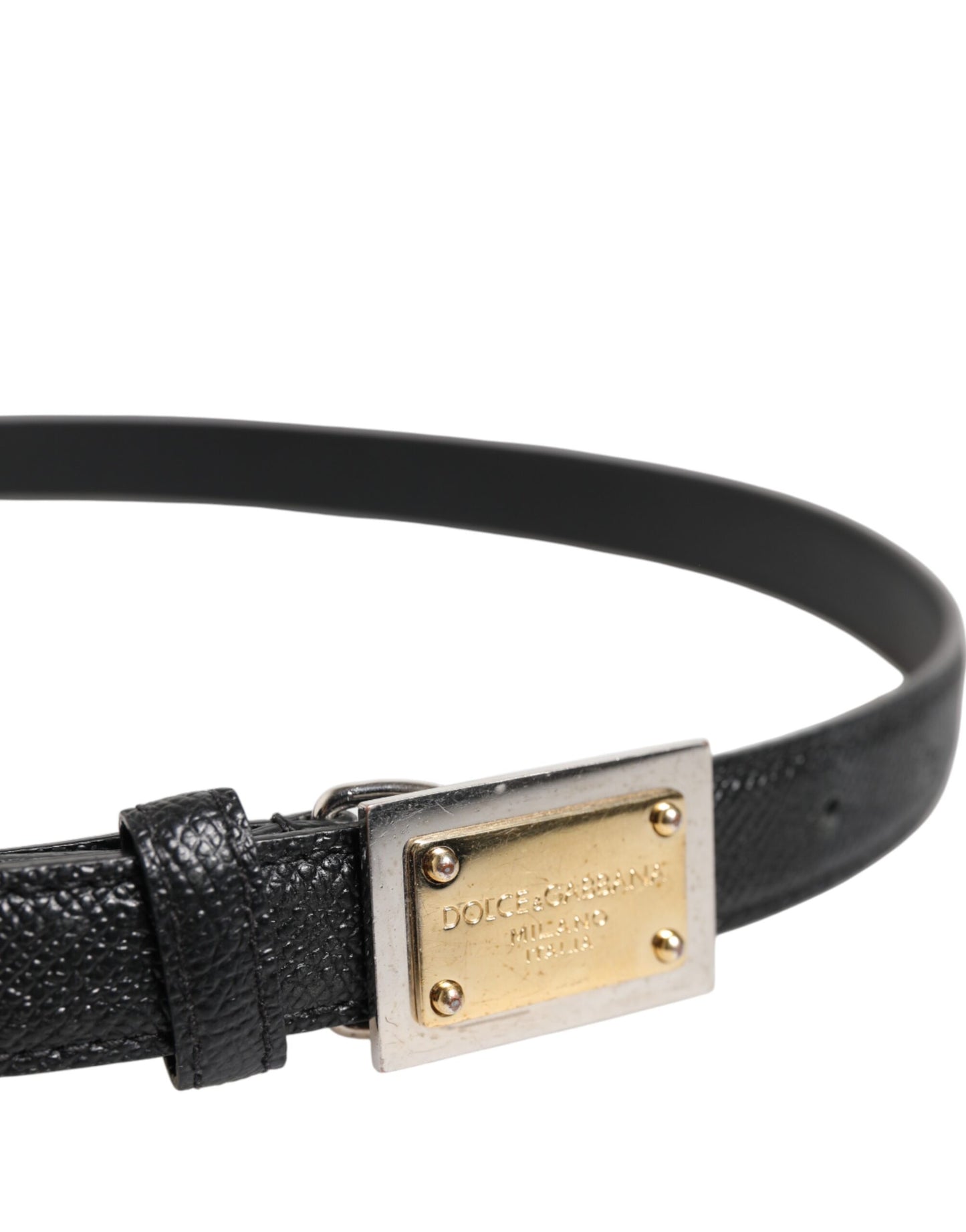 Black Leather Square Metal Buckle Cintura Belt