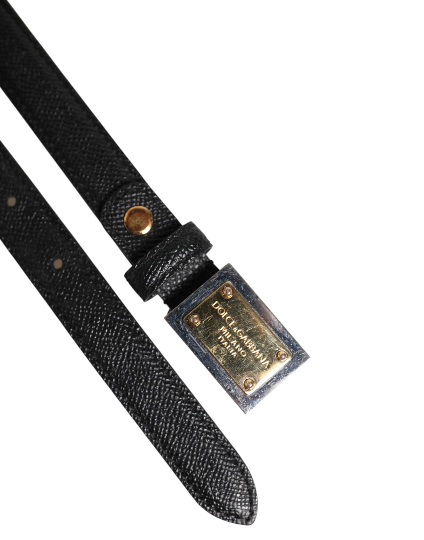 Black Leather Square Metal Buckle Cintura Belt