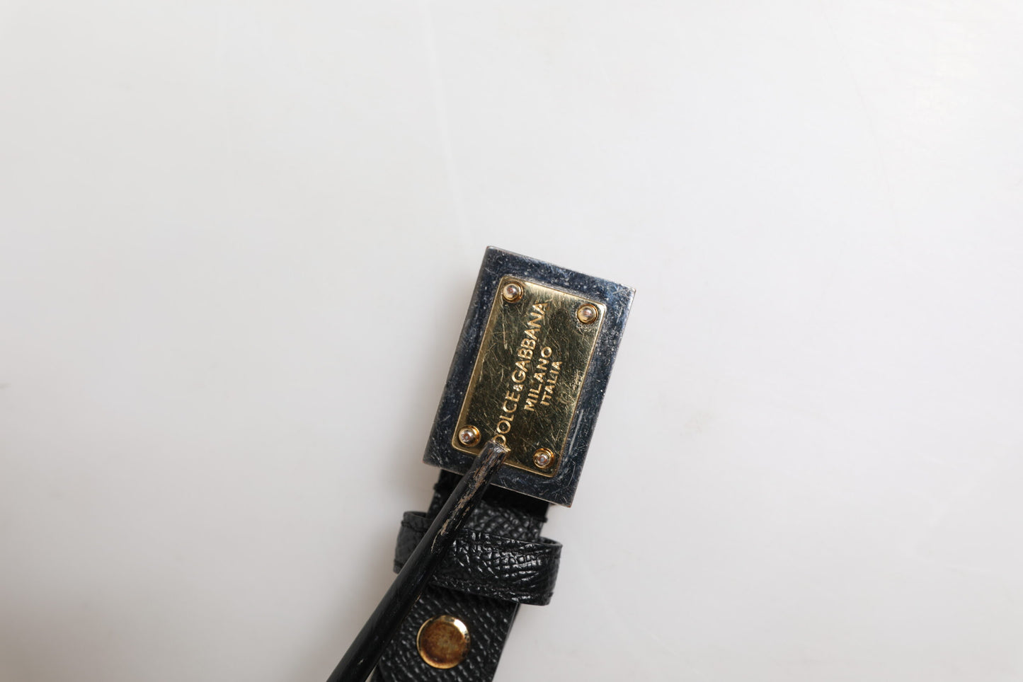 Black Leather Square Metal Buckle Cintura Belt