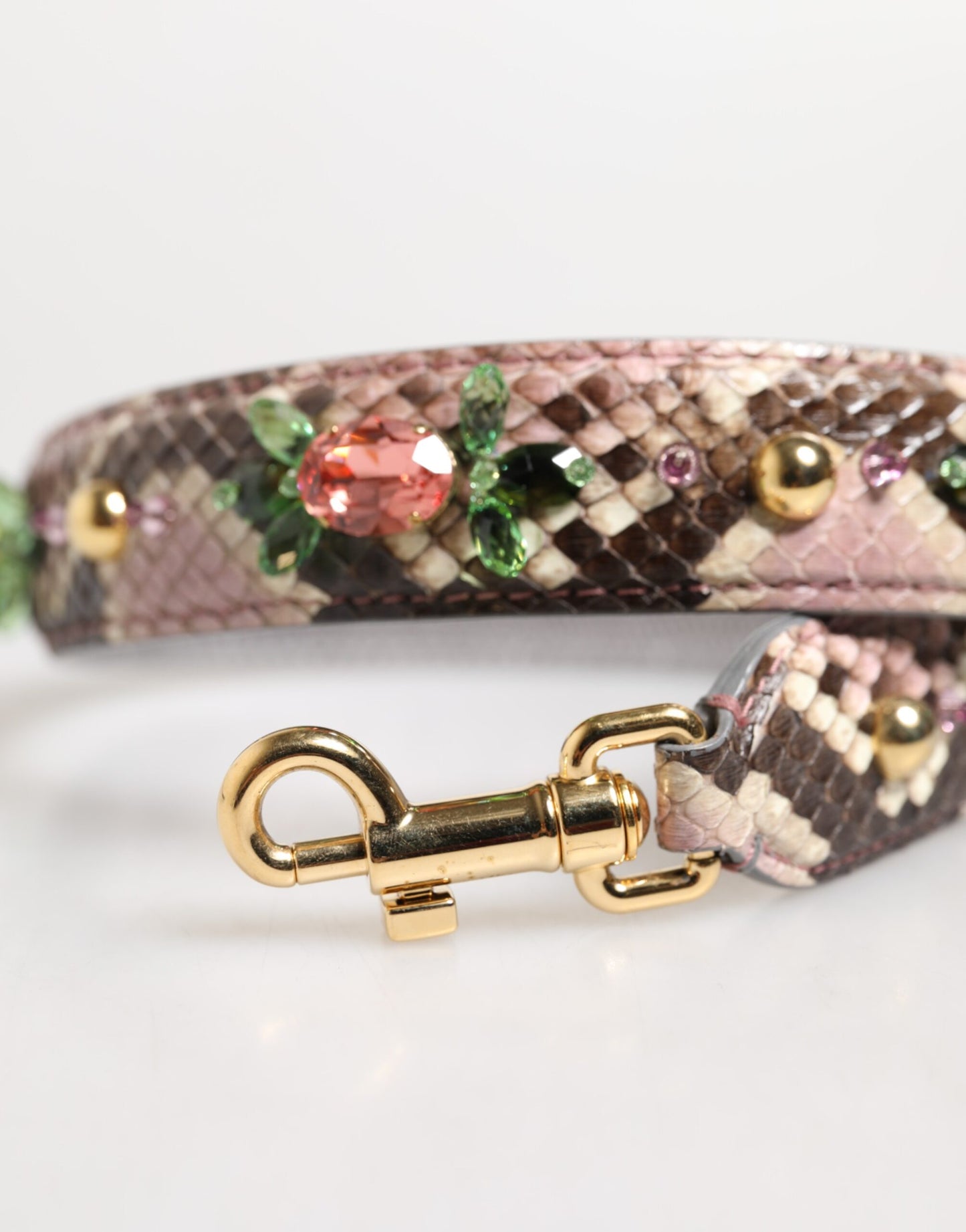 Dolce & Gabbana Multicolor Python Embellished Crystal Stud Shoulder Strap