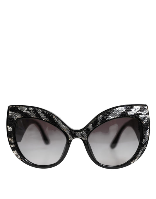 Black Silver Sequin Oversized Butterfly DG4326 Sunglasses