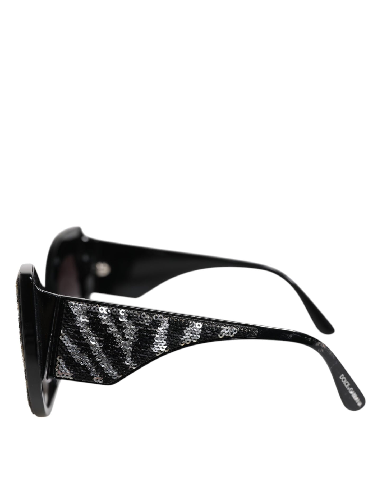 Black Silver Sequin Oversized Butterfly DG4326 Sunglasses