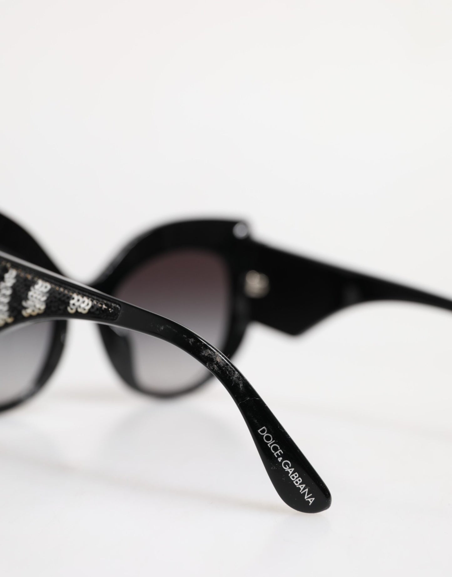 Black Silver Sequin Oversized Butterfly DG4326 Sunglasses
