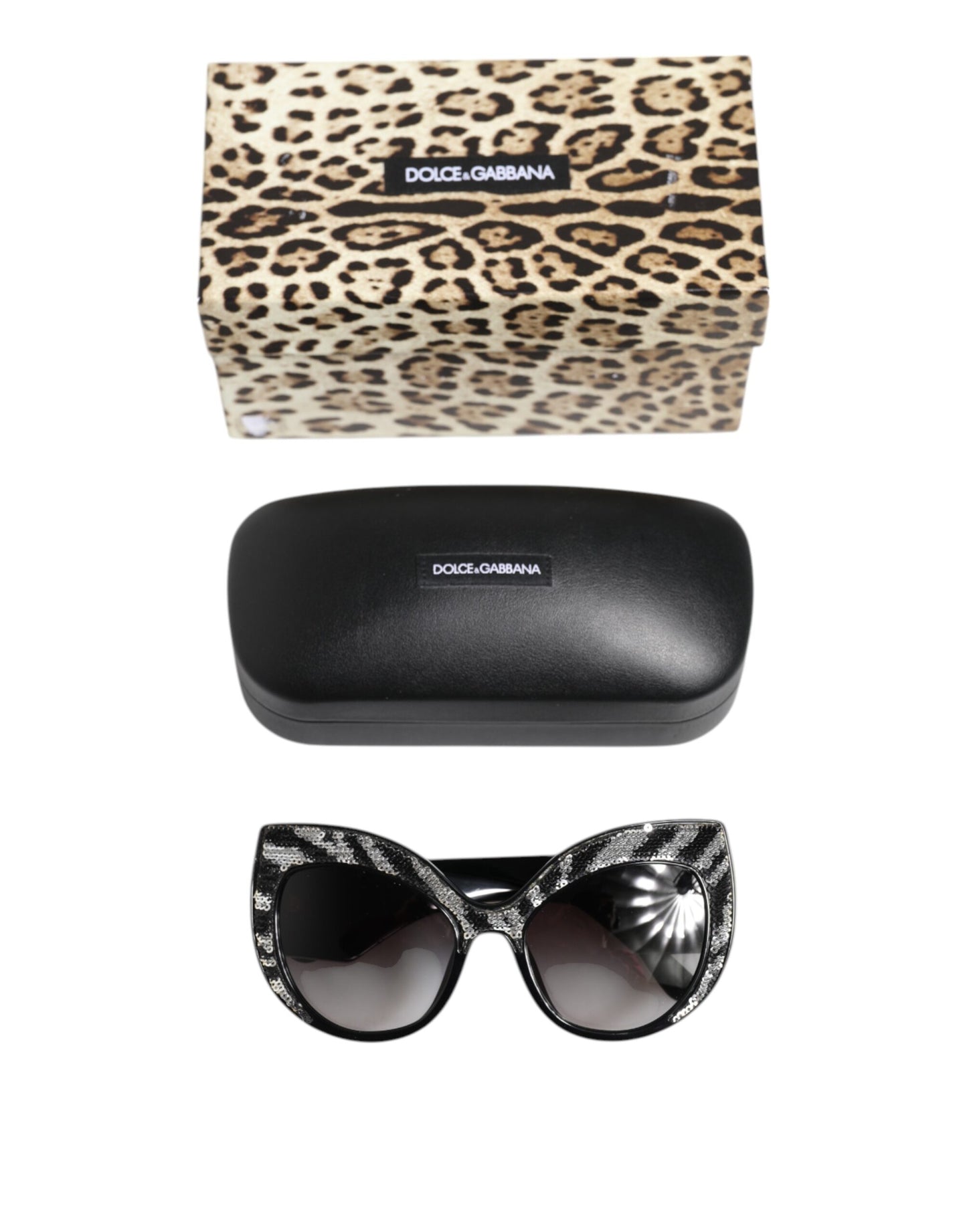 Black Silver Sequin Oversized Butterfly DG4326 Sunglasses