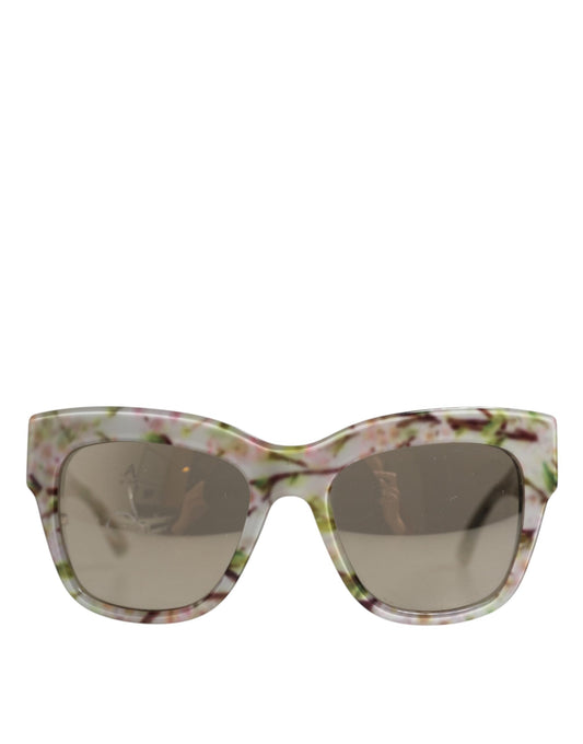 White DG4231F Floral Acetate Rectangle Shades Sunglasses