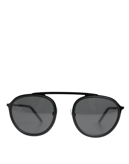 Matte Black DG2276 Metal Rim Round Shades Sunglasses