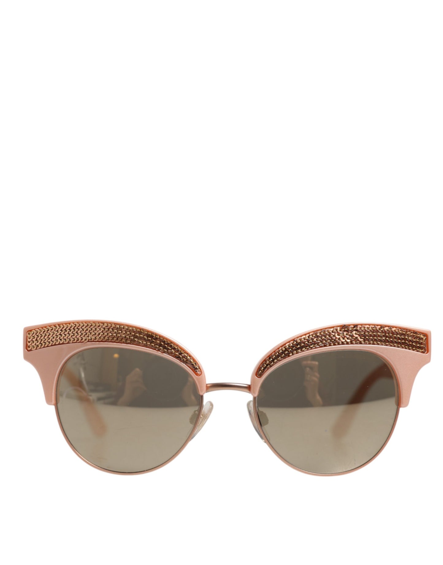 Pink Gold Mirrored Cat Eye DG6109 Sequined Sunglasses