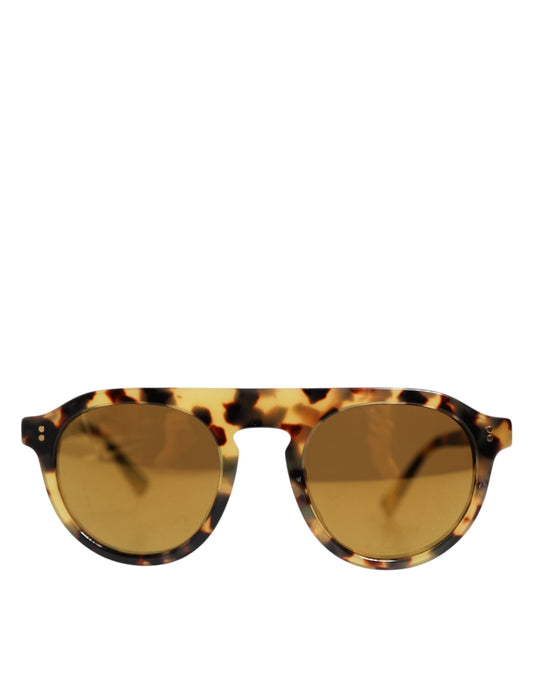 Brown Acetate Round Leopard Print Eyewear Sunglasses