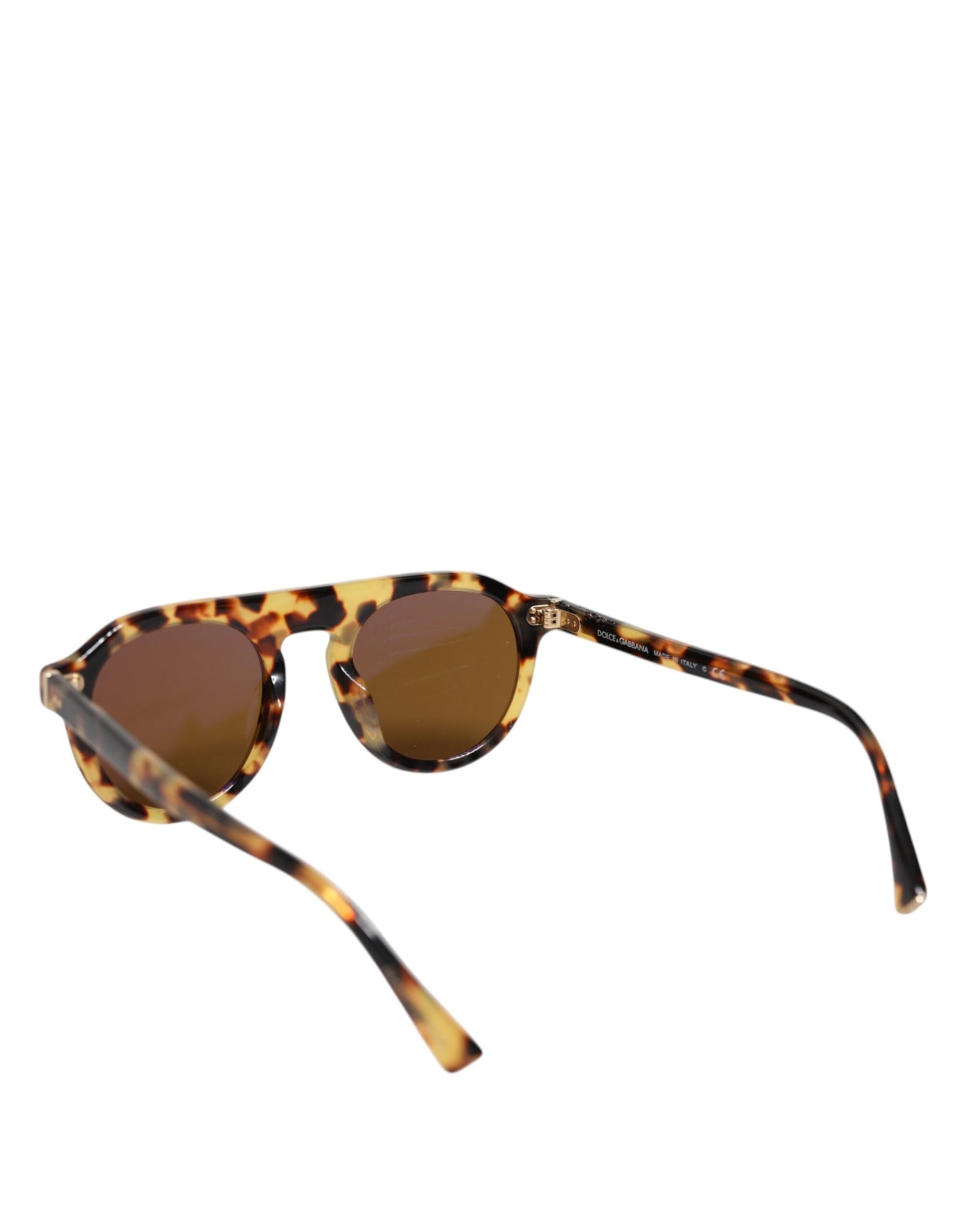 Brown Acetate Round Leopard Print Eyewear Sunglasses