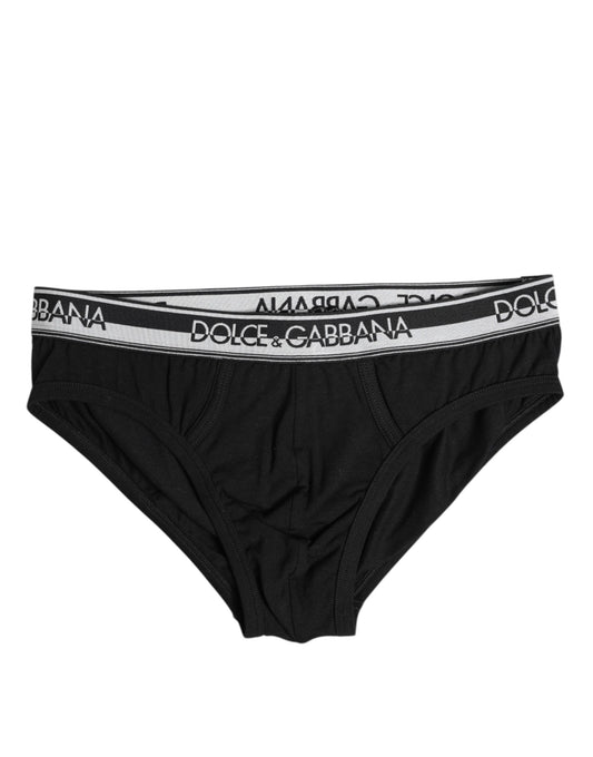 Black Cotton Stretch Regular Brief Underwear