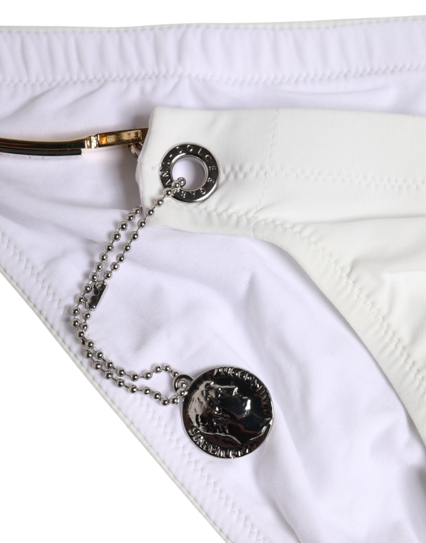 White Logo Metal Embellishment Brief Swimwear