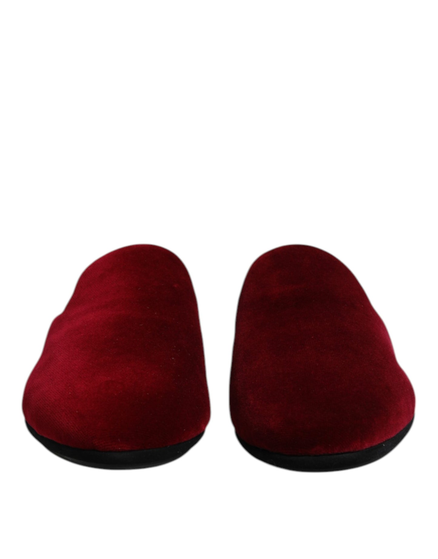 Red Viscose Velvet Slides Flat Slipper Shoes