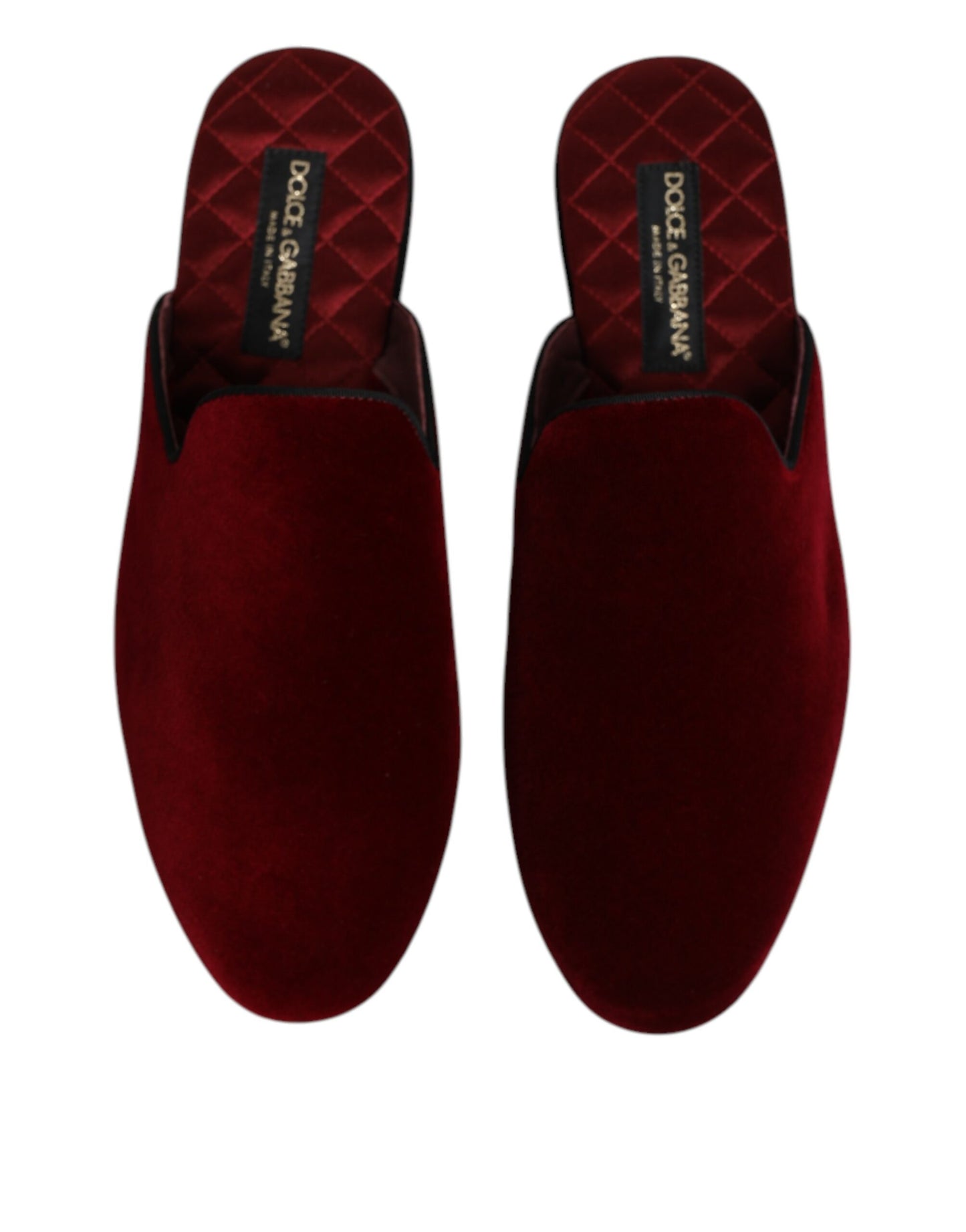 Red Viscose Velvet Slides Flat Slipper Shoes