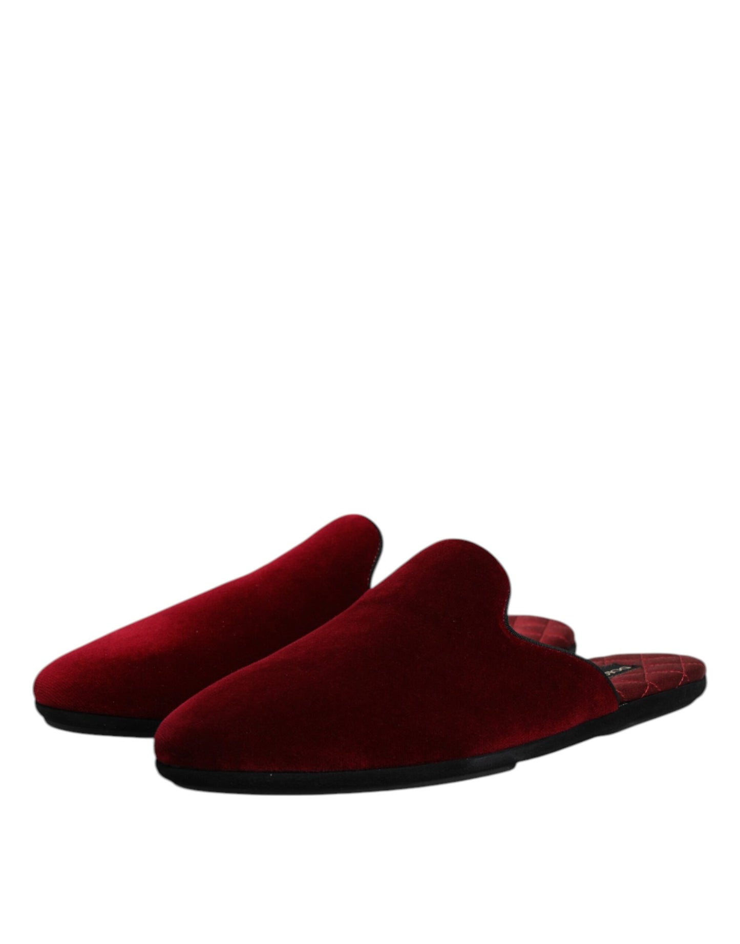 Red Viscose Velvet Slides Flat Slipper Shoes