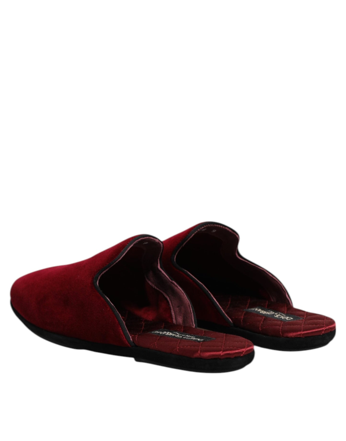 Red Viscose Velvet Slides Flat Slipper Shoes